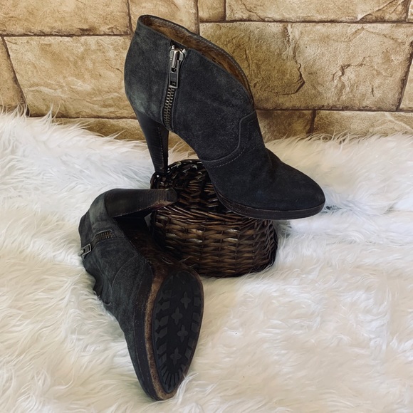 Frye Suede Harlow Campus Bootie Heels - Picture 6 of 8